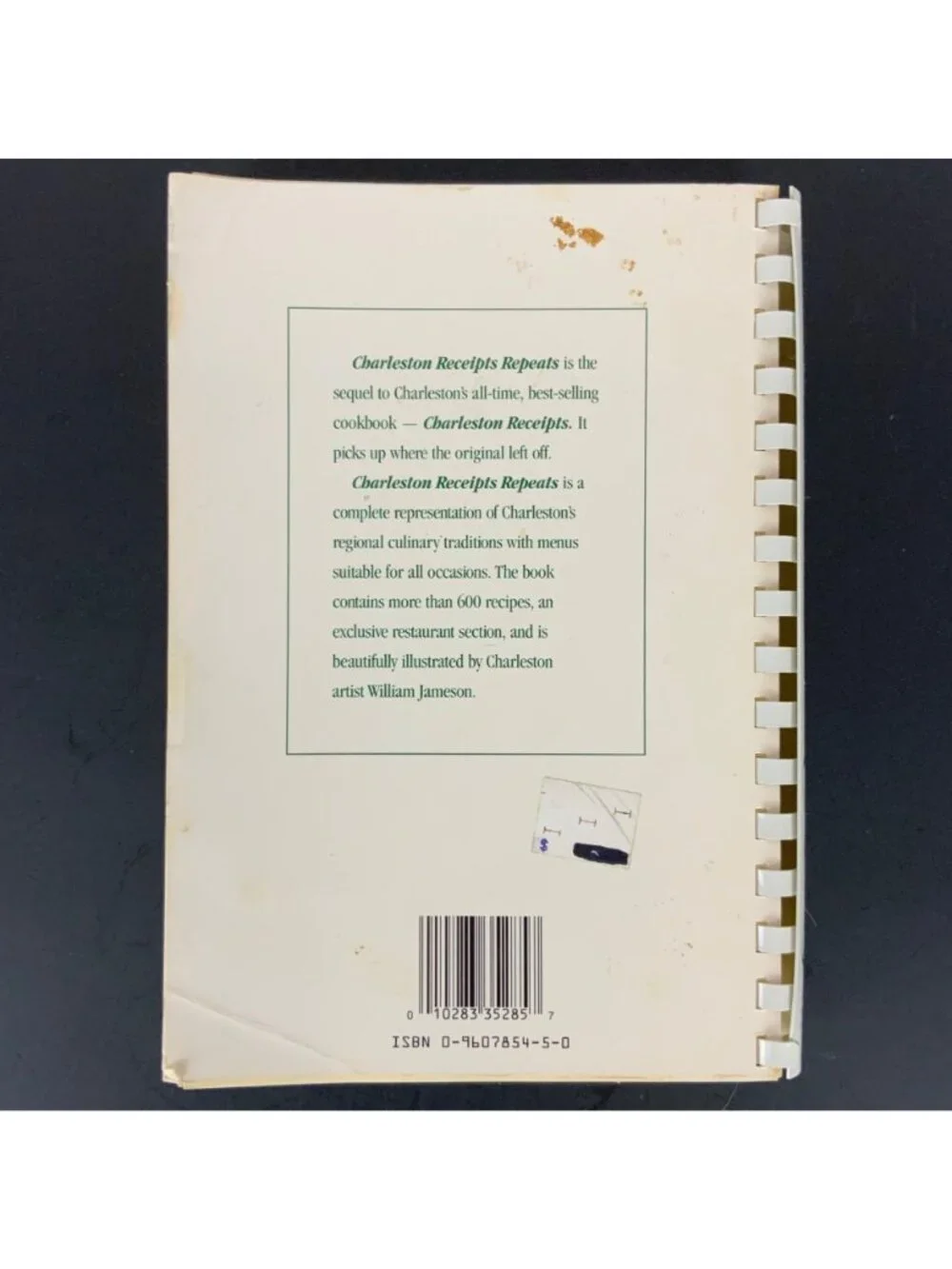 Charleston Receipts Repeats Cookbook By Junior League of Charleston 1992 Spiral